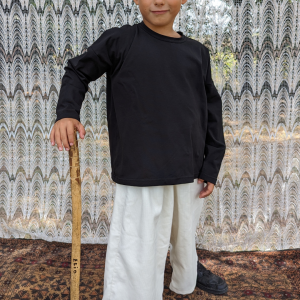 Women&kids : T-shirt Jacques mixte à manches longues en coton bio noir