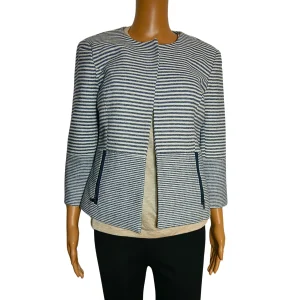 blazer 3/4 à rayures en couleur bleu-blanc de la marque Only