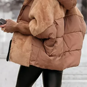 Doudoune Oversize Fausse Fourrure Chaude Élégante Hiver Tendance
