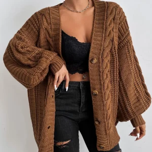 Cardigan en maille torsadée | Chaud et décontracté | Pour les tenues cocooning et les sorties détente