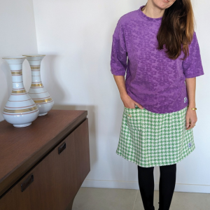 Women&Kids : Jupe trapèze Ludivine pied-de-poule verte