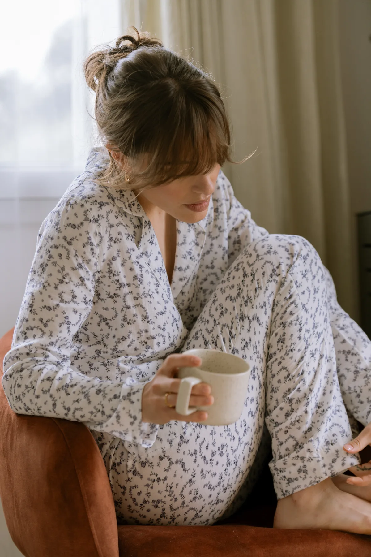 Chemise de pyjama femme en gaze de coton bio Bleuet – Image 3