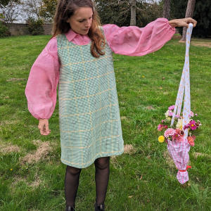 !! NEW !! WOMEN AUTOMNE-HIVER : La robe chasuble London prince-de-galles vert et jaune