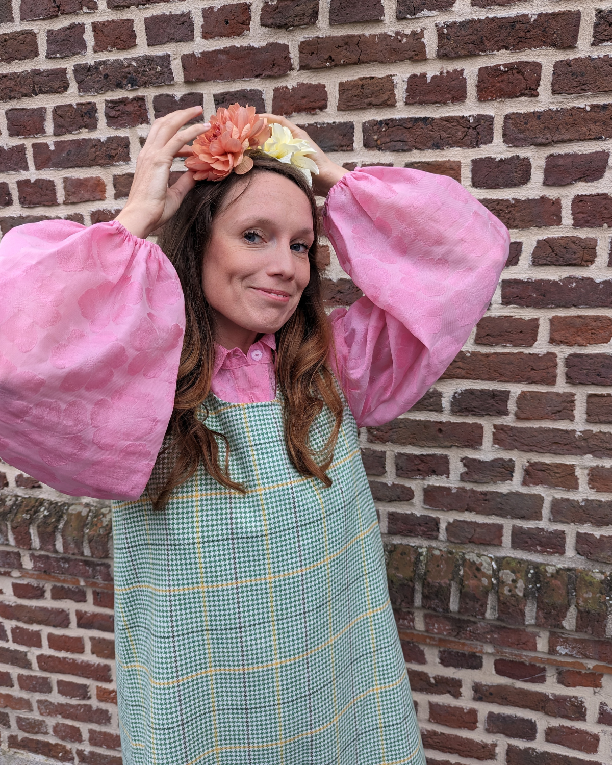 !! NEW !! WOMEN AUTOMNE-HIVER : La robe chasuble London prince-de-galles vert et jaune – Image 2