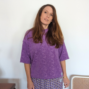 Women&Kids : Polo Ursula en éponge mauve fleurie