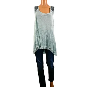 Top long fluide gris