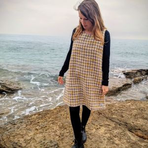 !! NEW !! WOMEN AUTOMNE-HIVER : La robe chasuble London en tissu texturé à carreaux