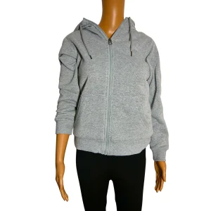 Sweat à capuche couleur uni avec fermeture pour femme