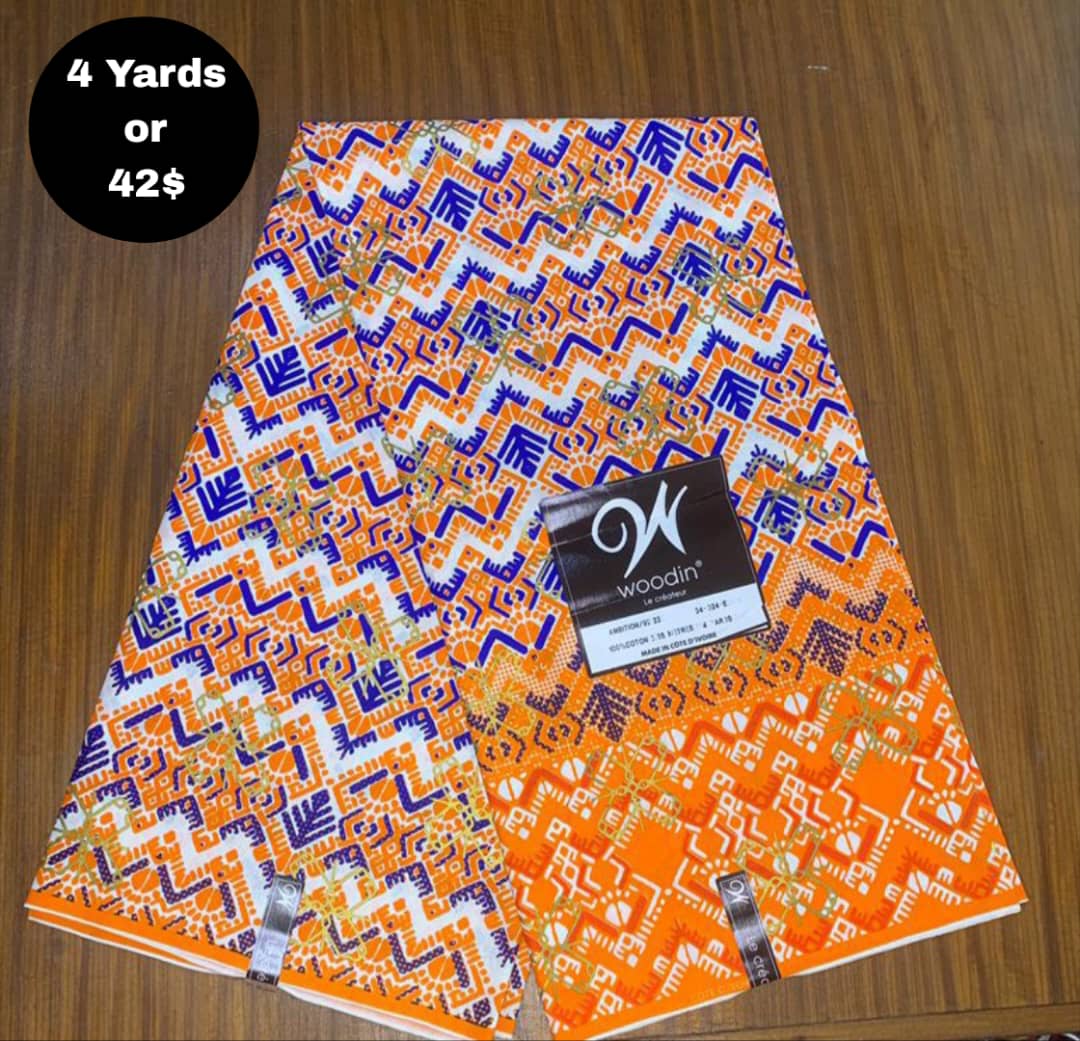 Pagne Wax Africain – Orange brulé