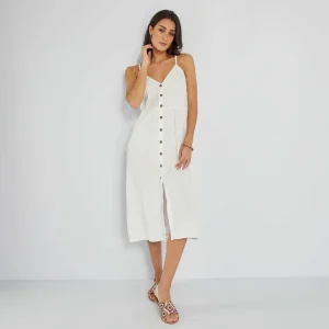 Robe en gaze de coton à fines bretelles blanc