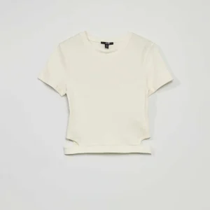 Tee-shirt cropped avec ouvertures côtés blanc