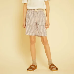 Bermuda à rayures en lin Bleu