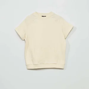 Tee-shirt esprit sweat avec poche kangourou Beige