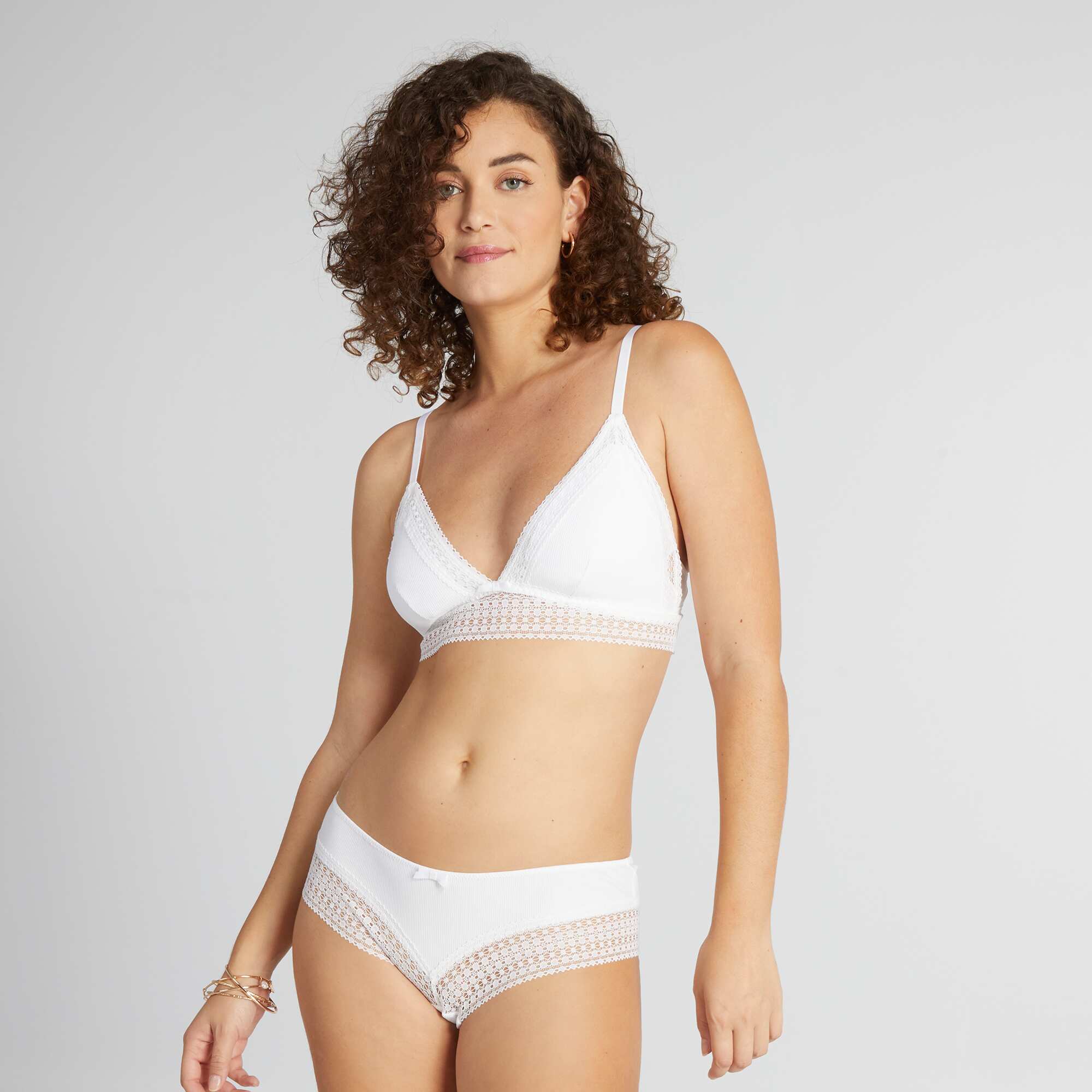 Soutien-gorge triangle avec galon dentelle blanc – Image 4