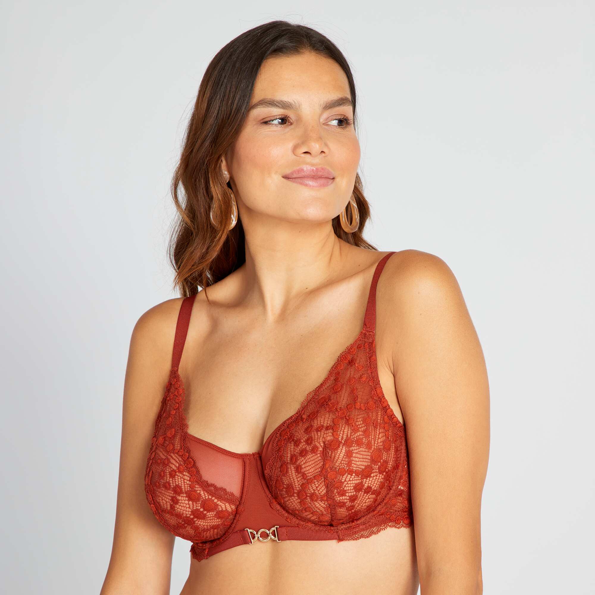 Soutien-gorge dentelle bonnet D&E Rouge – Image 4