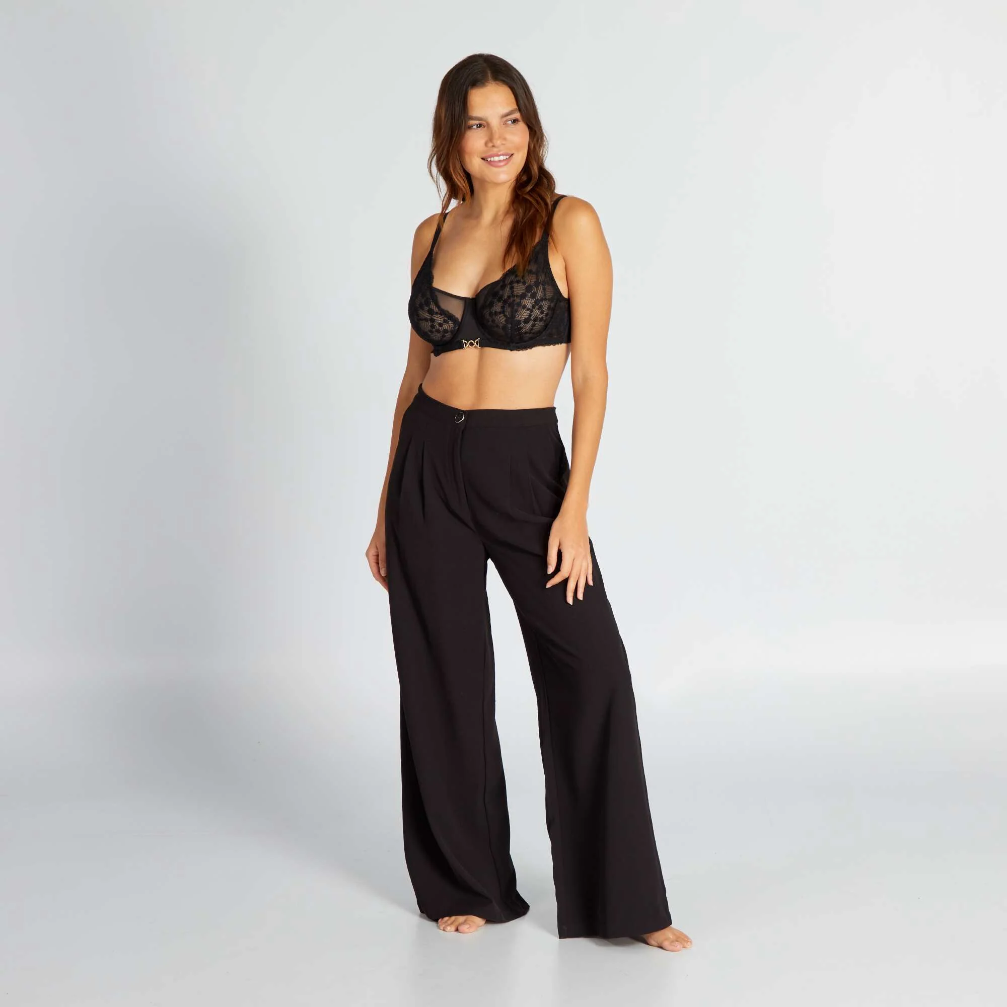 Soutien-gorge dentelle bonnet D&E noir – Image 2