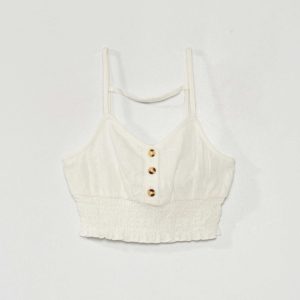 Top court à fines bretelles Blanc