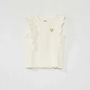 T-shirt en jersey à volants Blanc