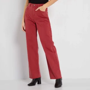 Pantalon wide leg taille haute rouge