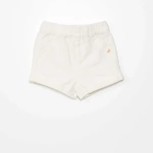 Short en coton et lin Blanc crème