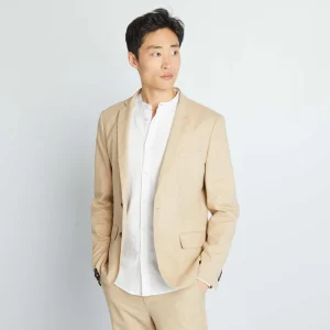 Veste de costume slim avec lin Beige