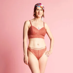 Tanga en dentelle Brique