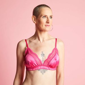 Soutien-gorge triangle en dentelle et satiné ROSE