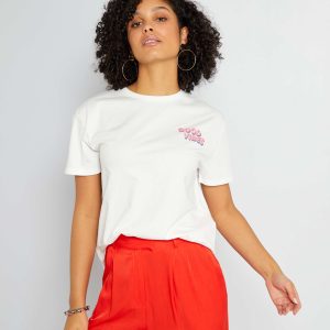 T-shirt en jersey avec imprimé face et dos blanc