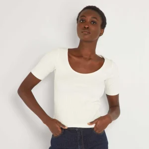 T-shirt en maille côtelée blanc