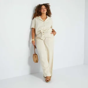 Blouse manches courtes beige