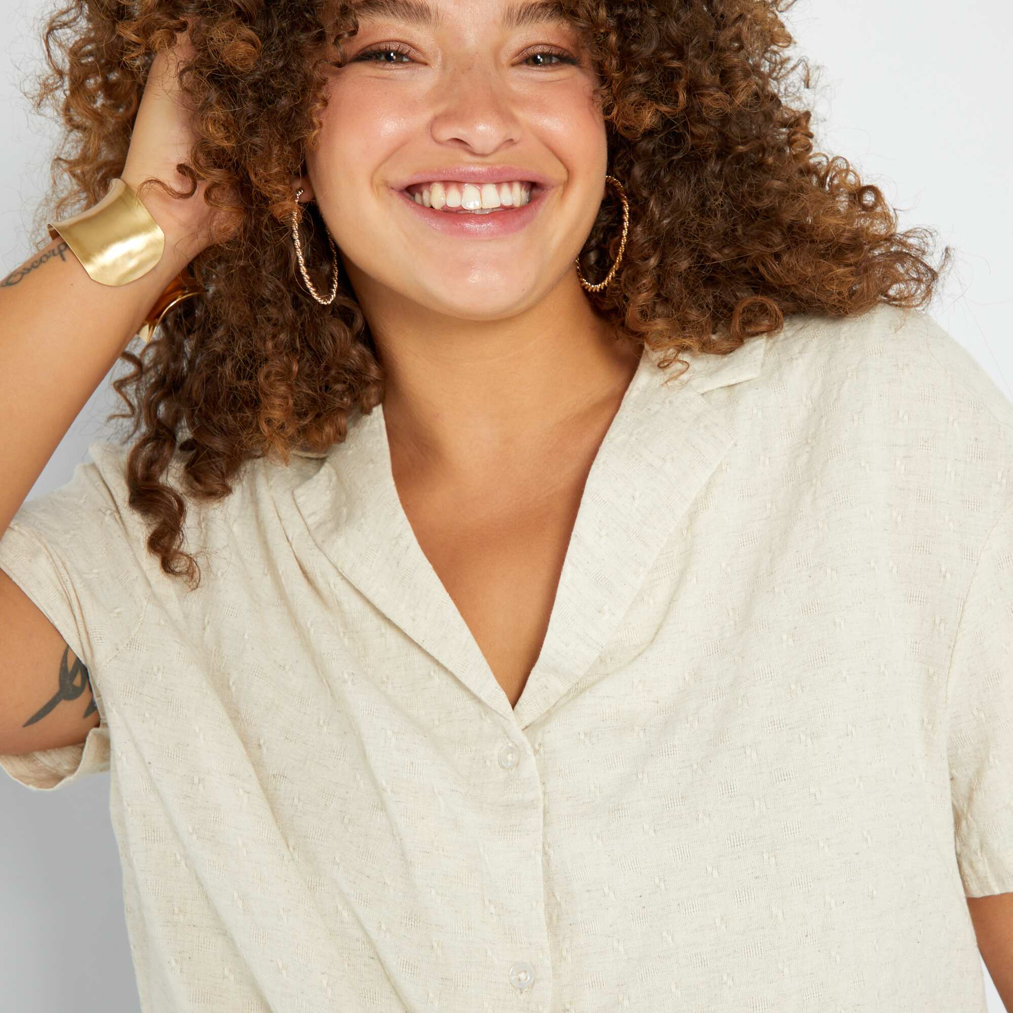 Blouse manches courtes beige – Image 5