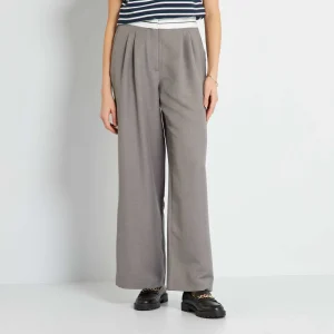 Pantalon regular taille haute Gris