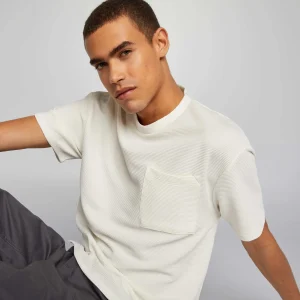T-shirt maille côtelée blanc