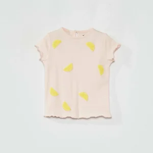 T-shirt en jersey avec finitions volantées Rose