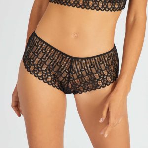 Shorty dentelle détail bijou noir