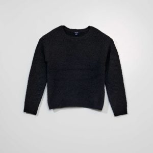 Pull en maille col rond noir