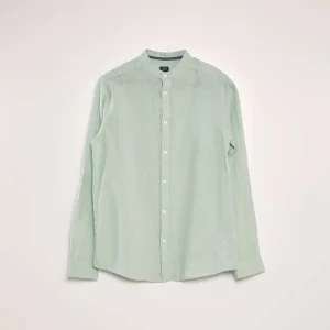 Chemise à manches longues avec lin Vert