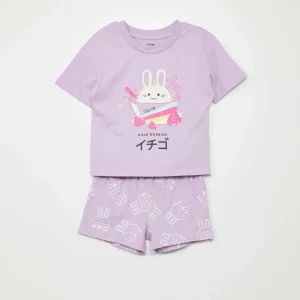 Ensemble pyjama court T-shirt + short - 2 pièces Violet
