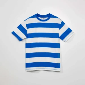T-shirt en jersey à rayures Bleu