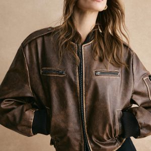 Veste Style Aviateur | Oversize et Patinée | Idéale pour la Mi-Saison et les Looks Urbains de Caractère