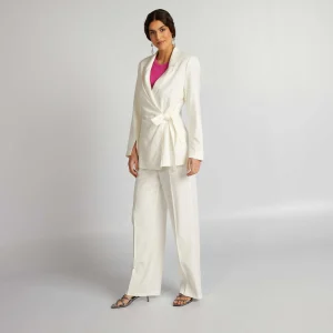 Veste tailleur avec lin Blanc