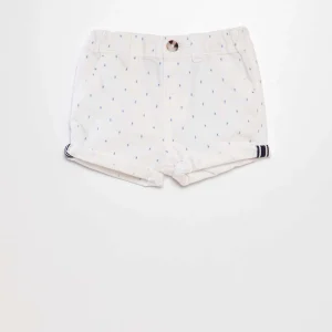 Short en coton taille ajustable Blanc