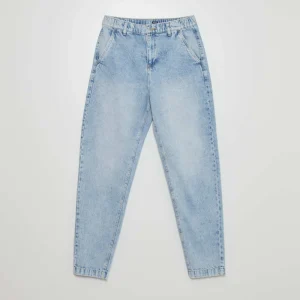 Jean large avec taille élastiquée Bleu Jean