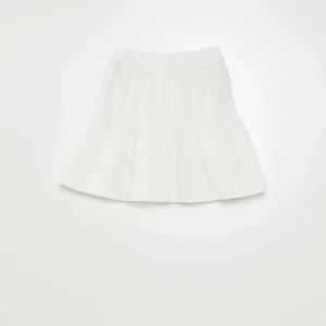 Jupe évasée en broderie anglaise blanc