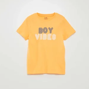 T-shirt en coton imprimé Jaune