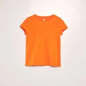 T-shirt uni à col rond orange