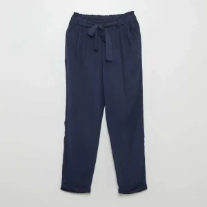 Pantalon chino fluide à nouer Bleu