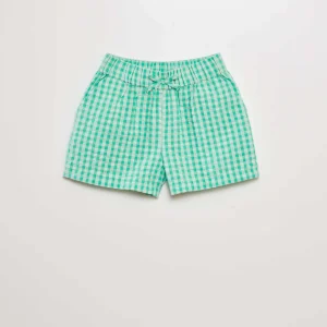 Short gaufré à carreaux Vert