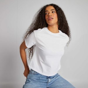 Crop-top en jersey uni Blanc