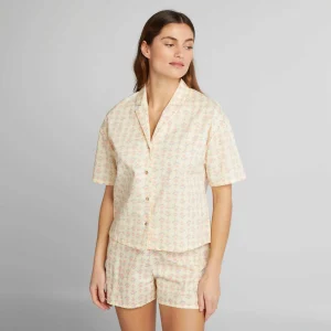 Ensemble pyjama chemise + short Jaune